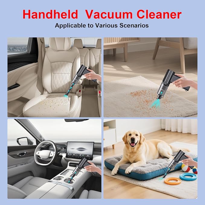 Compressed Air Duster&Vacuum Cleaner, 3-in-1 150000RPM Cordless Air Blower | Car Vacuum Cleaner with Brushless Motor Rechargeable 3-Speed,multiple nozzles for Computer Keyboard Home, Storage Bag Sealing