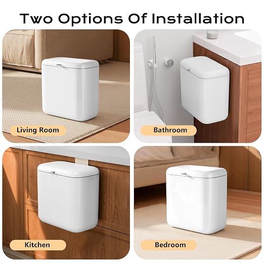 Hanging Trash Can with Lid, Kitchen Compost Bin, Waterproof Odor-Blocking Countertop Trash Can for Cabinet Door, Under Sink, Bathroom, RV and Office