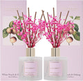 Reed Diffuser Set - White Peach& Oolong Reed Diffuser 2 Packs 6.7oz Scent Fragrance Oil Diffuser for Bedroom Bathroom