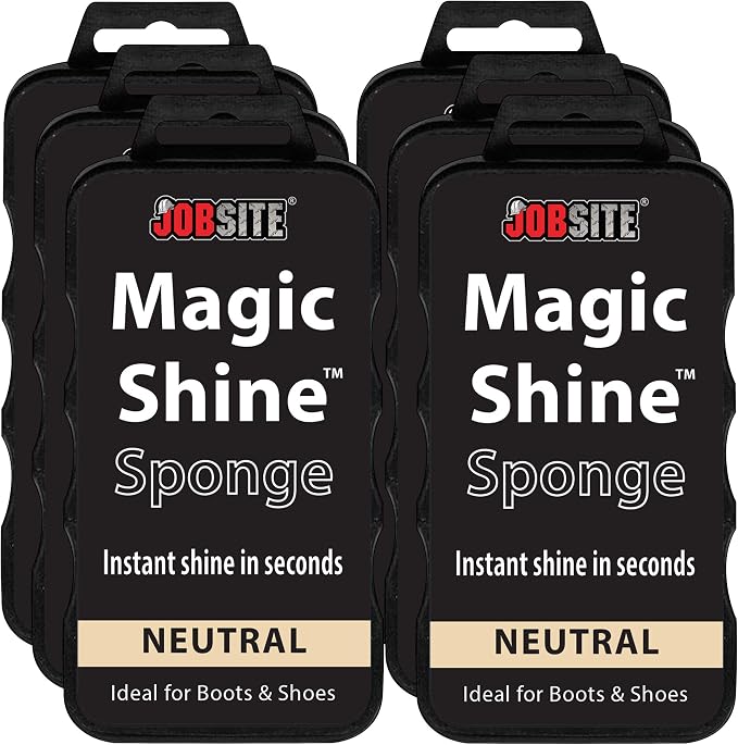 JobSite Instant Express Leather Boot & Shoe Shine Sponge - Neutral - 6 Pack