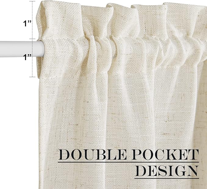 NICETOWN Flax Linen Burlap Door Curtains for Windows, Sheer French Door Cover 72 inch Length for Kitchen, Farmhouse Inusalted Curtain for Doorway/Sliding, 1 PC, 30 x 72 Inches