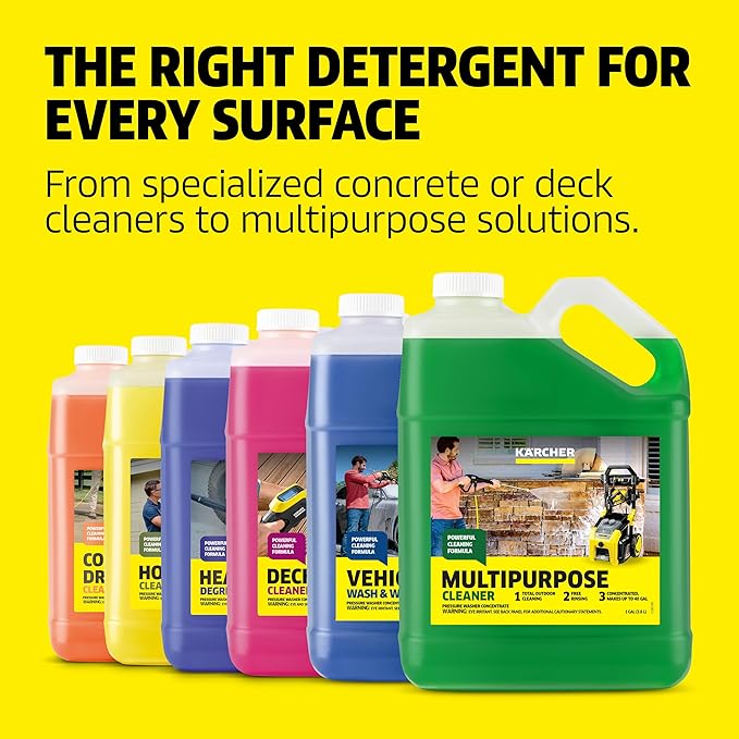 KÄRCHER Multi Purpose Pressure Washer Detergent,Removes Dirt and Grime from Fences,Siding,Patios,Driveways,Sidewalks,Concrete and More,Highly Concentrated,Makes up to 40 gal of Cleaner (Pack of 2)