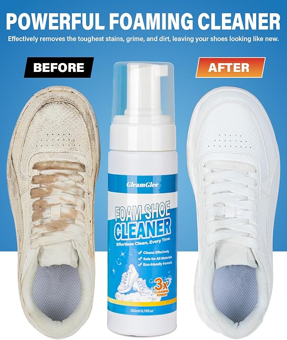 Shoe Cleaner, No-Rinse Deep-Cleaning Foam, Revives White Sneaker Fast | 6.76 oz Shoe Cleaning Kit with Soft Brush and Microfiber Towel for Leather, Canvas, Mesh, Knit and Rubber & More