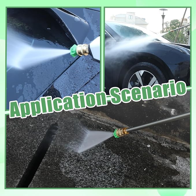 Pressure Washer Tips, 7 Pack Power Washer Nozzle Tips, 25 Degree Green, 1/4 Inch Quick Connect, 4000 PSI