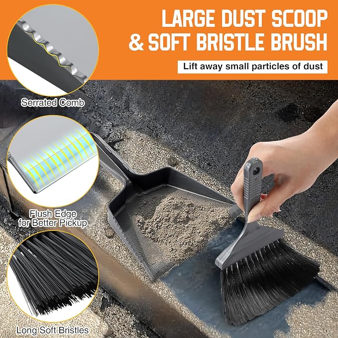4 Piece Pellet Grill Ash Cleaning Kit, Easy to Remove Ash & Grime | Includes Large Dust Pan, Soft Bristle Brush & Metal Scraper, Compact & Portable, BBQ Grill Cleaning Essential