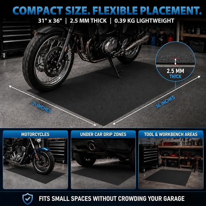 31'' x 36'' Garage Floor Mat, Absorbent Garage Mat for Oil Spills, Garage Floor Mats for Under Car & Motorcycle, Reusable Leakproof Garage Carpet with PE Backing for Driveway Drips and Stains