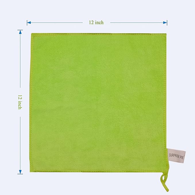Microfiber Cleaning Cloth for Kitchen Housekeeping Dish Electronics Dust Rags Thick Lint Free Car Wash DryingTowel (12"x12") Green-6 Pack