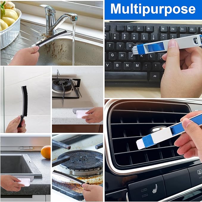 Window Track Cleaning Tools,Window Sill Cleaner Tool Kit,10 Pcs | Sliding Door Track Cleaner,Groove Crevice Seal Cleaning Brush for Tile Lines/Shutter/Car Vents/Air Conditioner/Keyboard