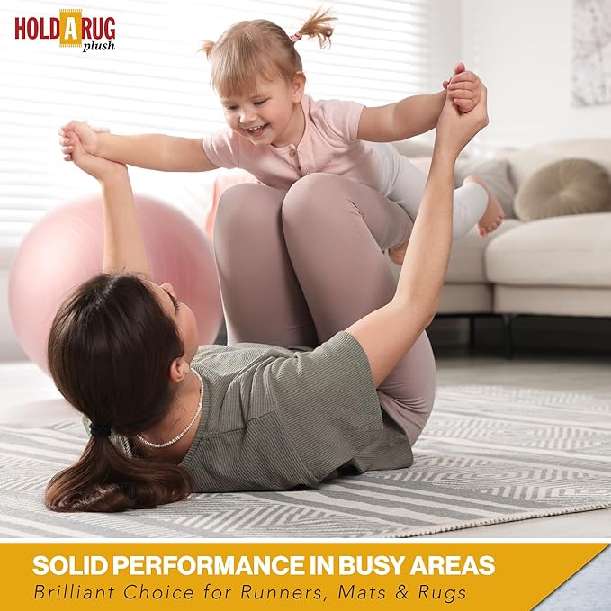 Hold-a-Rug Plush 2'6 x 16' Nonskid, Nonslip Rug Pad, Reversible Gripper, ¼ Thick, Safe for All Floors and Carpet, Keep Area Rugs Secure