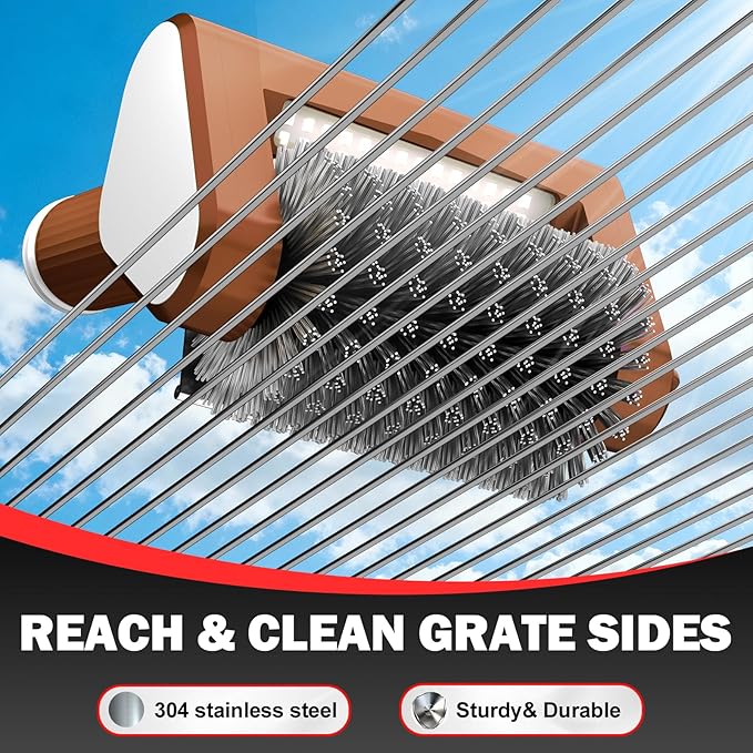 Electric Grill Brush, 2-Speed BBQ Grill Brush with LED Light/Screen Powerful Cleaning 800RPM/4000mAh/2 Brush Heads No Bristle Shedding Rechargeable Lightweight Grill Cleaner for Outdoor/Camping