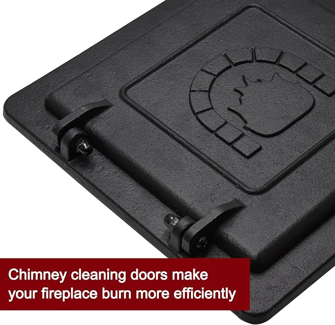 Hiorucet Cast Iron Door Fireplace Chimney Cleanout Door for Indoor Outdoor Wall Chimney, 8 by 8 Inch Fireplace Ash Dump Door, Comes with Screws for Easy Closure, Isolating Smoke and Dust