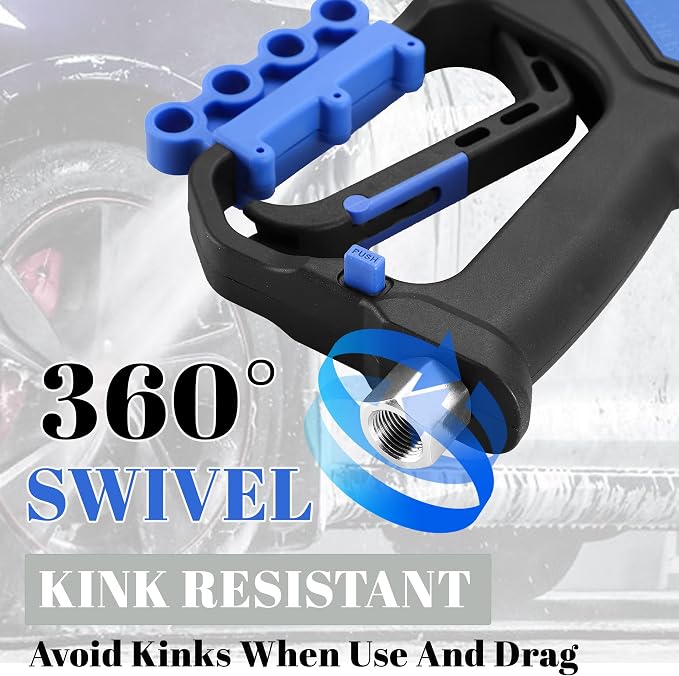 RIDGE WASHER Pressure Washer Gun Swivel, 5000 PSI, 12 GPM | Power Washer Gun with 1/4" Quick Connector, 360° 3/8 NPT Thread, M22-14mm Fitting, M22-15mm Fitting