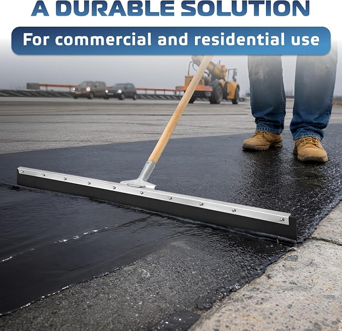 Garage Floor Squeegee 36’’, Neoprene Blade Asphalt Squeegee, Taper Pole Connection - Handle Sold Separately for Tiles, Concrete and Asphalt