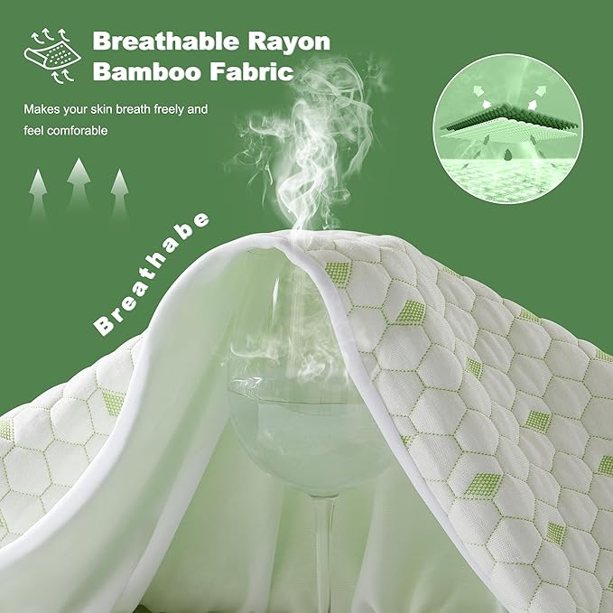 Waterproof Mattress Protector, Queen Size Mattress Pad Fitted 6"-18" Deep Pocket, 3D Air Fabric Breathable Bed Mattress Cover Noiseless Washable for Home, Bedroom, Hotel