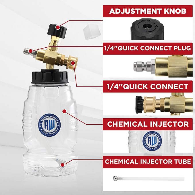 Power Washer Undercarriage Cleaner, Chemical Injector Bottle | 16 Inch Under Car Washer with Straight Extension Wand, 4000 PSI