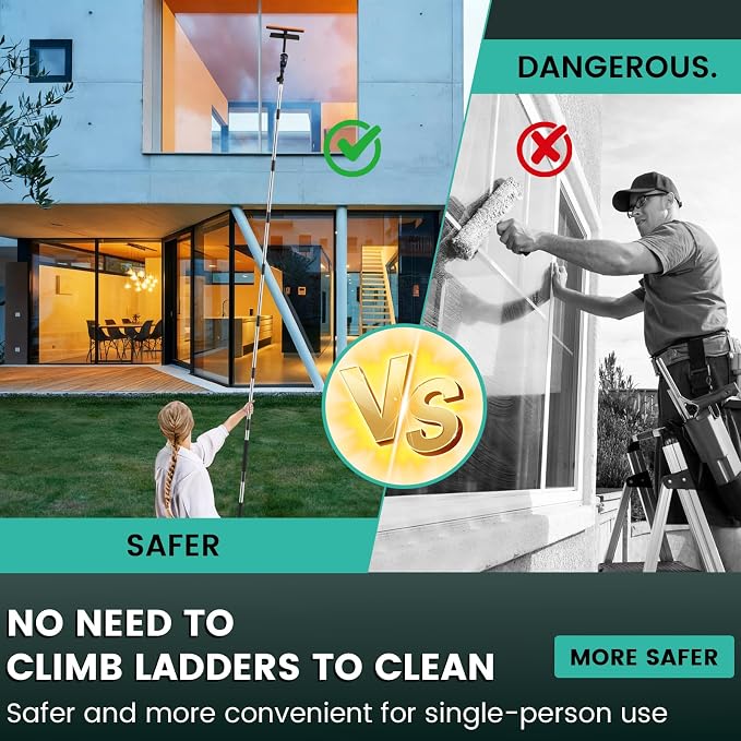 Paint Roller Extension Pole with Swivel,2Ft to11Ft Multi-Purpose Splice Extension Pole Long Handle with 180 Degree Swivel Head Window Squeegee Gutter Cleaning Tools Soft Sponge Handle