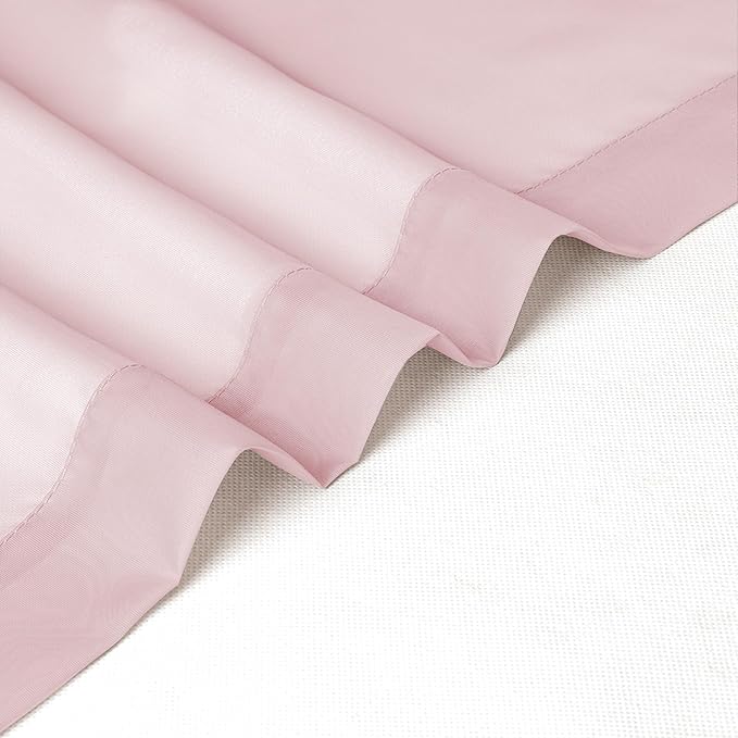 Chyhomenyc Sheer Blush Pink Curtains 90 inches Long 2 Panels, Light Filtering Soft Airy Solid Elegant Voile Window Treatment Drapes for Bedroom Living Room Wedding Party Decor, 42 Wx90 L Inches
