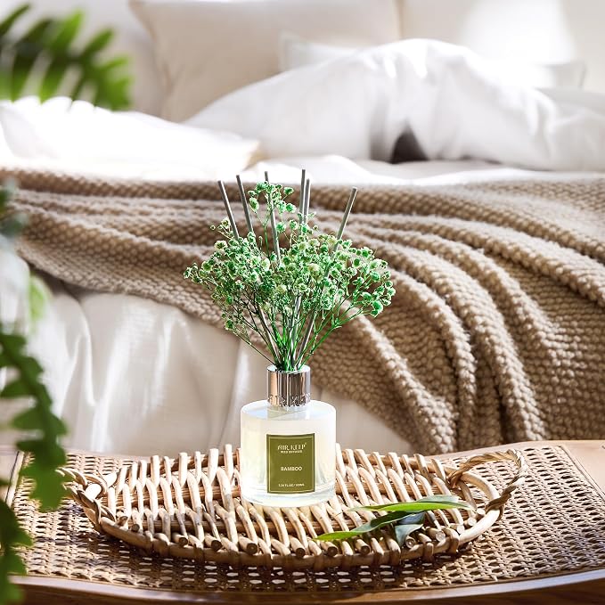 Reed Diffuser Set - 3.38 fl oz(100ml) Bamboo Scent Diffuser Home Fragrance Diffuser Set Includes 8 Reed Diffuser Sticks,Home Decor & Office Decor, Fragrance and Gifts