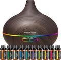 InnoGear 400ml Aromatherapy Essential Oil Diffuser 10 Oils Gift Set, Dark | Cool Mist Humidifier, Essential Oils, Ultrasonic, 4 Timers, Run up to 12hrs, Large Room, Home, Automatic Shut-Off, Quiet