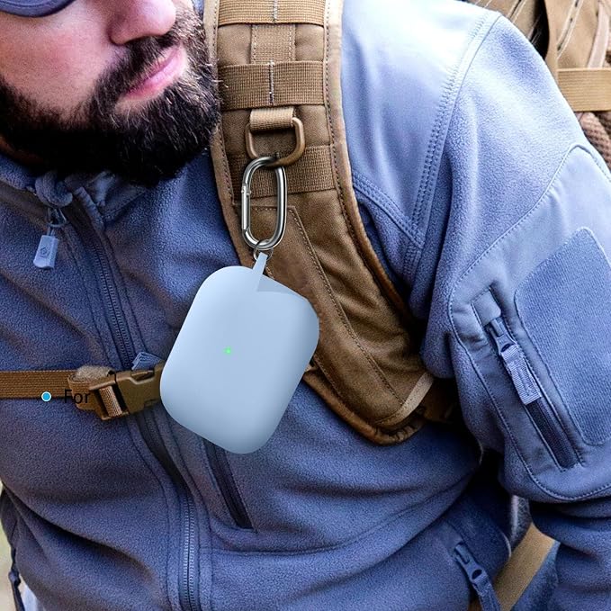 Full-Coverage dustproof Design for AirPods Pro 3 Case Cover with Cleaner Kit, Soft Silicone Cover for AirPods Pro 3rd Generation Comes with Keychain,Suitable for 3rd Generation Case,Sky Blue