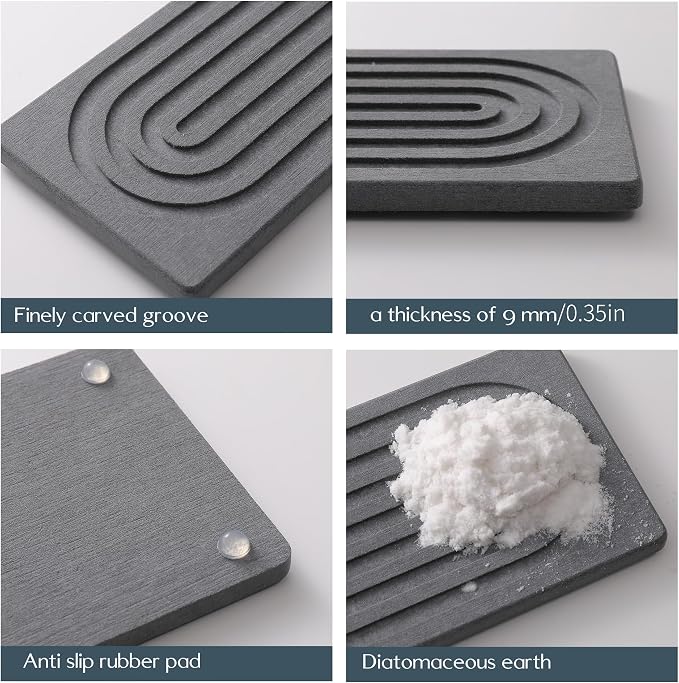 Faucet Mat for Kitchen Sink -Diatomite Stone Drying Mat for Kitchen Counter & Bathroom Sink,Quick-Dry Kitchen Sink Mat-Sink Protector & Splash Guard,Super Absorbent (Gray, 23.6"x4")