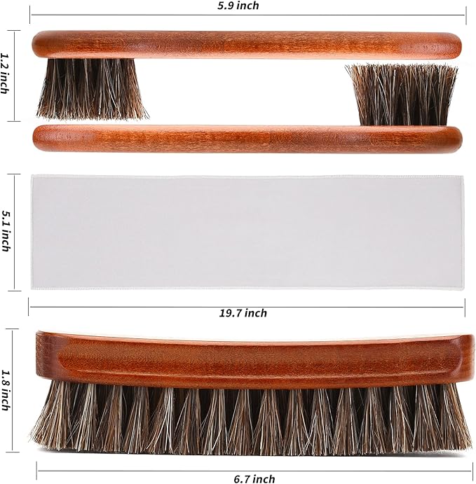 Unekez 4-Piece Horsehair Shoe Brush Shine Kit, Shoe Polish Kit, Leather Shoes Boot Cleaning Brush Care Clean Dauber Applicators
