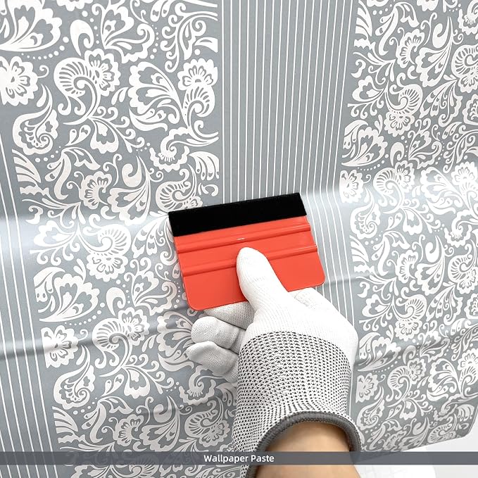 EHDIS 10pcs Vinyl Squeegee 4 Inch Car Vinyl Scraper Decal Applicator Window Tint Wallpaper Smoothing Tool with Black Fabric Felt Edge (Red)