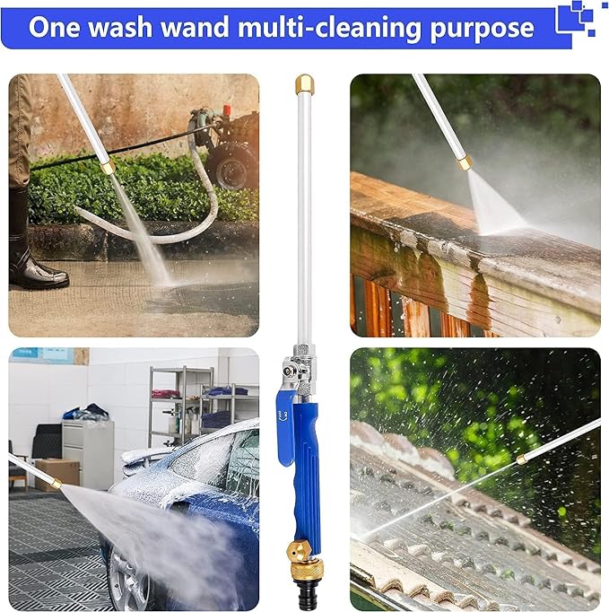 Jet Nozzle High Pressure Hose Nozzle for Garden, 2-in-1 High Pressure Hose Nozzle, Upgraded High Pressure Washer Tools Attachment with 2 Different Nozzles and Hose Quick Connectors (Blue)