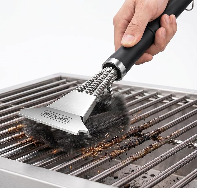 HEXAR® Grill Brush – BBQ Cleaning Scraper for Outdoor, Weber Cleaner Kit Grilling Tools, Barbecue Metal Rescue Brushes, Scrubber Stainless Steel Bristles, Charcoal Accessory Barbecue Accessories
