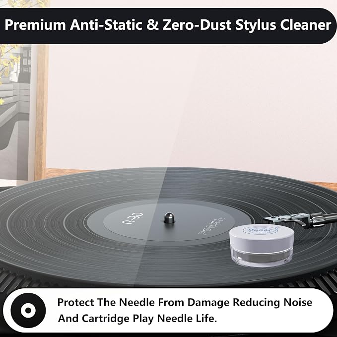 Turntable Stylus Clean Gel - Premium Anti-Static & Zero-Dust Stylus Cleaner, Dirt and Debris Dry Cleaning Mixture for Vinyl Record Player Needle (Grey)