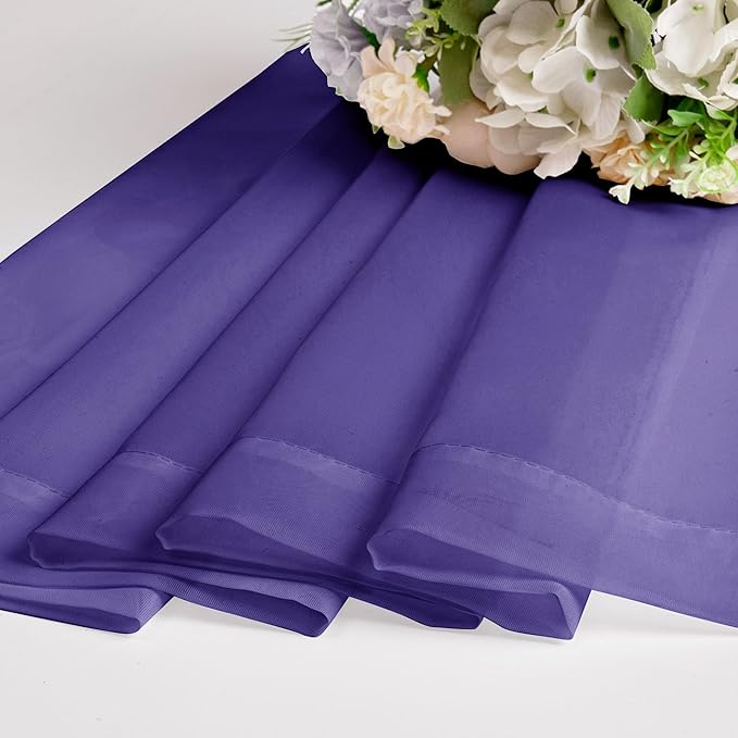 Chyhomenyc Purple Sheer Curtains 54 Inch Long 2 Panels, Light Filtering Rod Pocket Voile Short Curtains Drapes for Living Room Bedroom Small Windows, 42Wx45L Inches