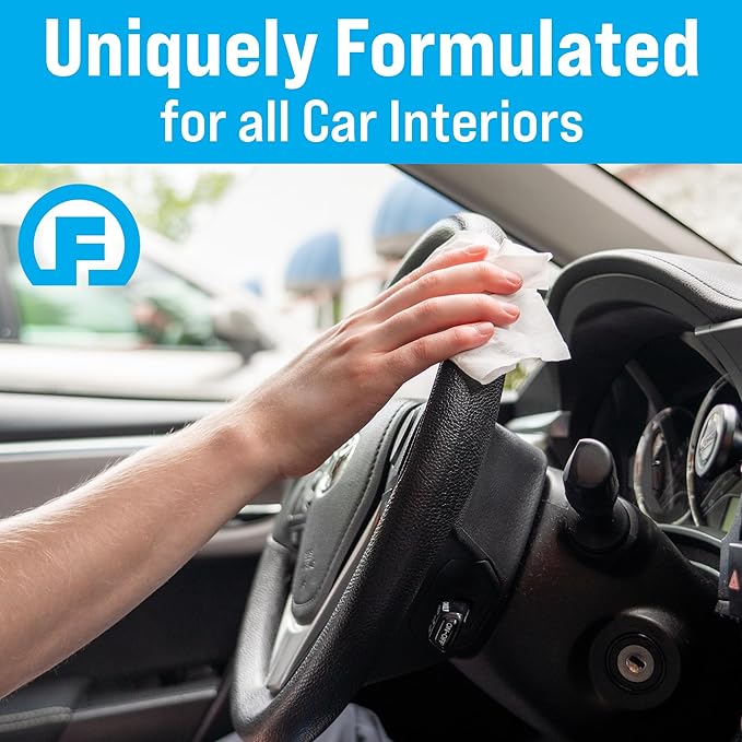 Fortress Car Interior Wipes with Microfiber Cloth (25 ct, Pack of 3) for Car Interior Cleaning, Dashboard, Seats, Detailing, and Steering Wheel [Travel Size] Skin-Safe Car Interior Cleaner Supplies