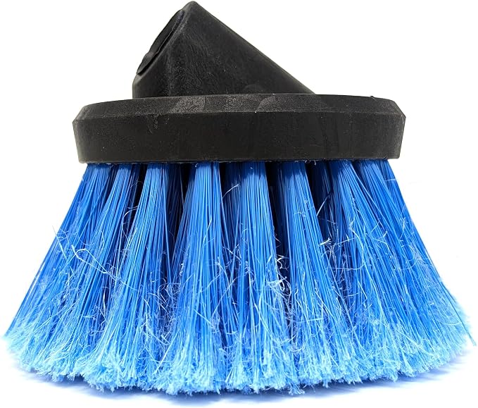 Guttermaster Blue Round Flow Through Brush, Medium Soft, Round 4.5 Inch | GM-315 Polypropylene bristles, soft brush, flow through design, flagged ends, ideal for RVs and larger vehicles