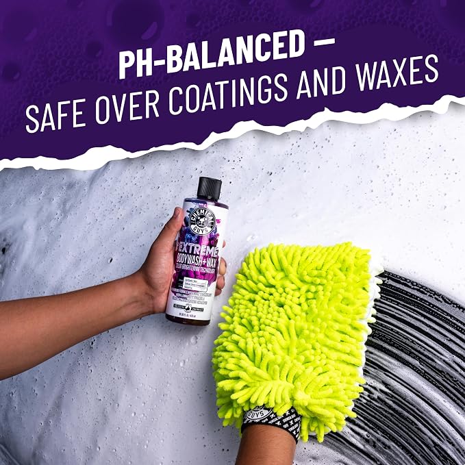 Chemical Guys, Extreme Bodywash & Wax Car Wash Soap, 1 Gallon | Thick clinging foam in cannons, guns or buckets, carnauba adds gloss, gentle on wax and sealant, grape scent