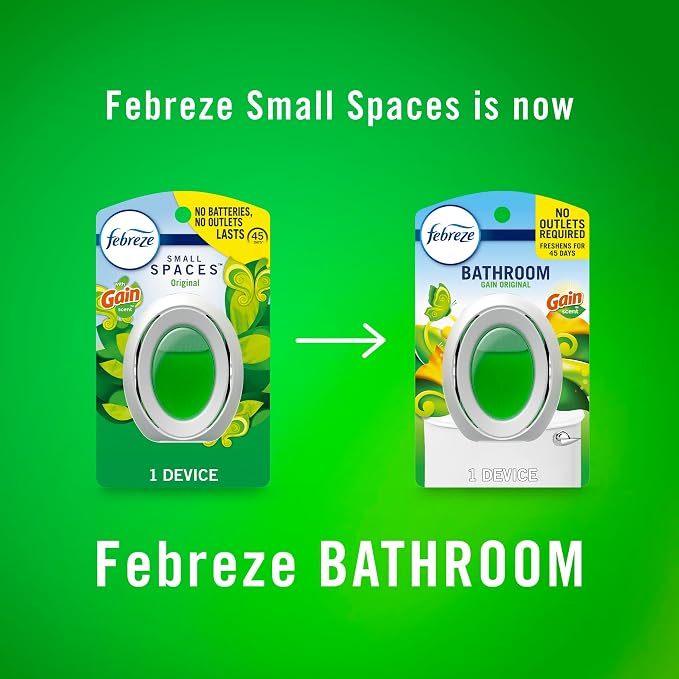 Febreze Bathroom Air Freshener, Odor-Fighting, Plug in Alternative, White, Air Fresheners for Small Spaces in Home, Bathroom, Kitchen, & Closet, Pet & Litter Box Odor Fighter, Gain Original Scent, 4ct