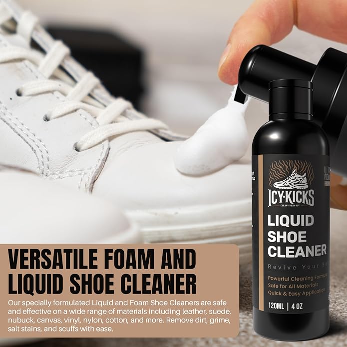 ICYKICKS Premium 6-in-1 Sneaker & Shoe Cleaning Kit – Foam Cleaner, Water-Repellent, Odor Eliminator, Brush & Microfiber Towel – Safe for Leather, Suede, Canvas – Deep Clean Sneakers Fast