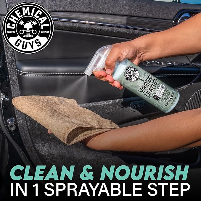 Chemical Guys SPI_103_1602 Sprayable Leather Cleaner and Conditioner in One for Car Interiors, Apparel, and More (Works on Natural, Synthetic, Pleather, and More) Leather Scent, (2 Pack) 16 fl oz | One-step spray cleans and nourishes leather, vinyl and...