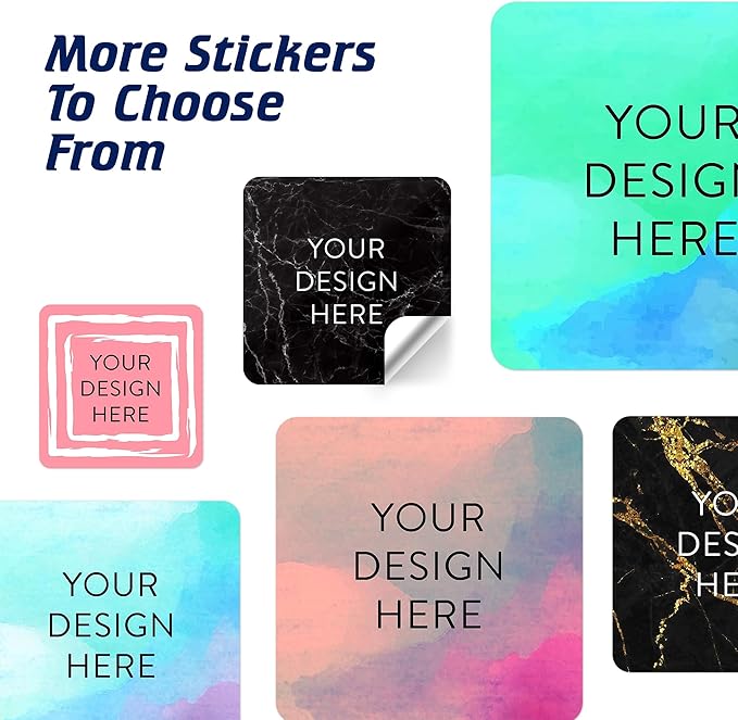 100 Custom Vinyl Stickers - Upload Your own Image, Text, Design, Logo - Personalized Logo Labels for Handmade, Packaging, Bottle, Jars, Candle, Brand Stickers (Black Marble, 1.5x1.5 Square)