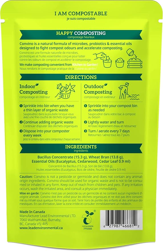 A Compost Starter/Accelerator Which Help to Reduce Kitchen Waste Odor and Convert Yard Waste to Fertile Humus for All Composting Systems. Comes in 1 Package That Contains 4 Packets Inside