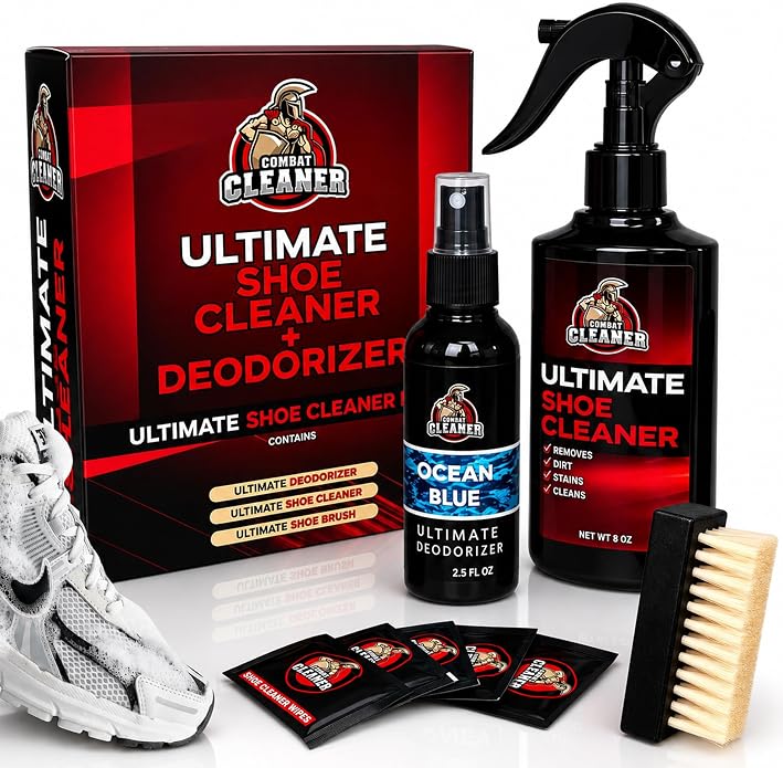 Combat Cleaner Shoe Cleaning Kit – Complete Sneaker Care Solution for Leather, Suede, Canvas, Mesh, Nubuck & More