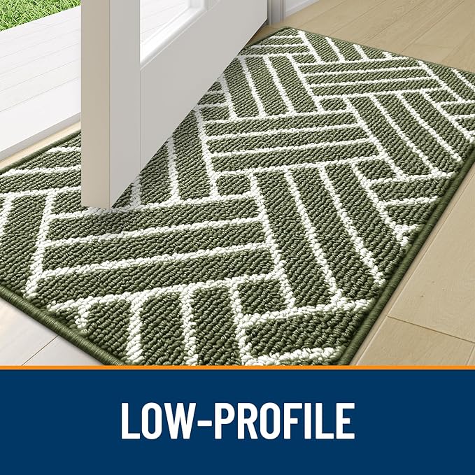 OLANLY Indoor Door Mat, 48x32 Inch, Dirt Resistant and Absorbent, Non-Slip Rubber Backing Floor Mats, Easy Clean Low-Profile Doormat for Entryway, Front Door, and Inside Entrance, Green