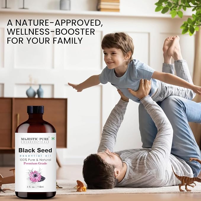 Majestic Pure Blackseed Essential Oil for Diffuser - 4 Fl Oz | 100% Natural Essentials Oils for Aromatherapy, Massage, candle making, soap making and custom essential oil blends