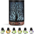 Oil Diffuser with Essential Oils Set, Aromatherapy Diffuser with 7 Color Lights and Auto Shut-Off, Cool Mist Diffuser with 6 Oils Gift Pack for Home Office (Tree with Oils)