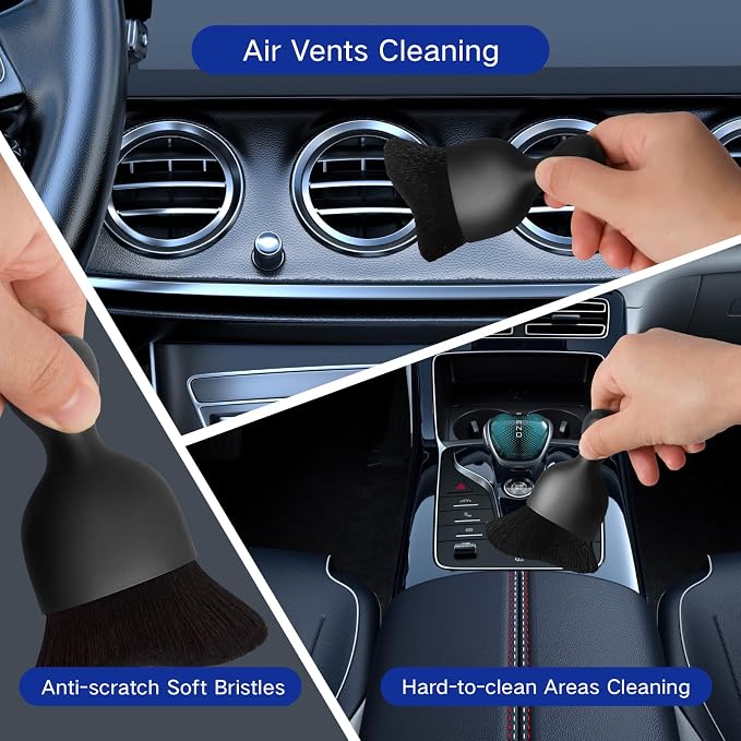 Qydipclin 7pcs Windshield Cleaner Tool Car Window Cleaning Wash Kit with 4 Reusable Microfiber Pads 1 Spray Bottle and Extendable Handle Auto Glass Wiper Kit, Multicolor