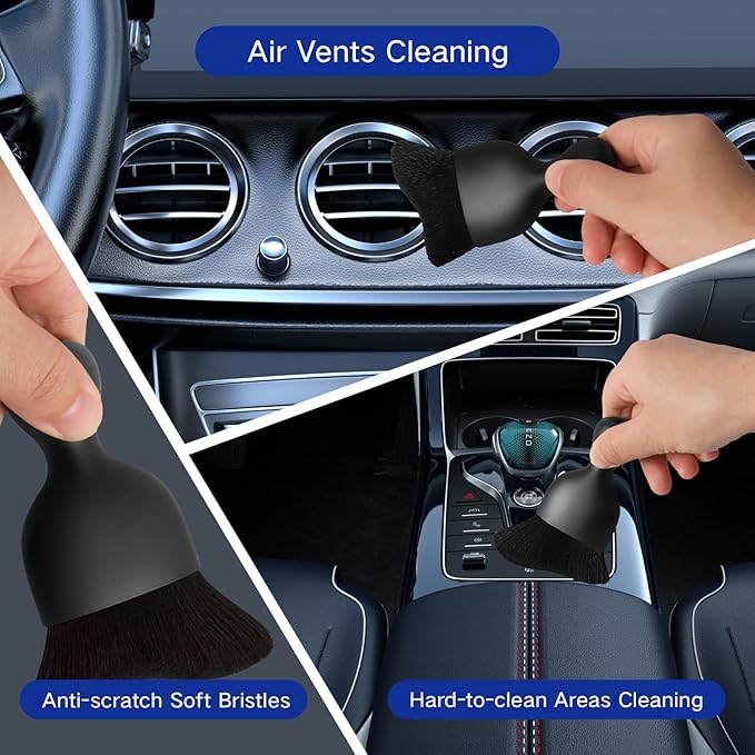 Qydipclin 11pcs Windshield Cleaner Tool, Car Window Cleaning Wash Kit with 6 Reusable Microfiber Pads 2 Spray Bottles and Extendable Handles Auto Glass Wiper Kit, Blue & Green