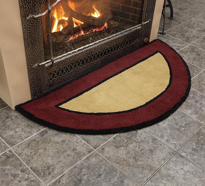 Minuteman International Contemporary II Berry Wool Hearth Rug, Half Round