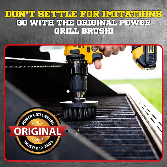 Grill Brush 5 Piece BBQ Cleaning Kit - Nylon Safe Bristle, Wire Free, Safe for All Grates Stainless Steel, Porcelain, Charcoal Smoker Grill Cleaner Scraper, Accessories Outdoor