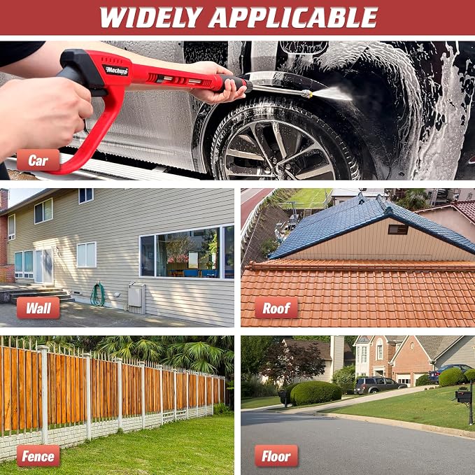 Pressure Washer Gun 5000PSI with Extension Wands，47 Inch | Pressure Washer Accessories with 1/4" Quick Connect Outlet, Car Wash Gun with 5 Nozzle Tips and M22-14mm to M22-15mm Adapters
