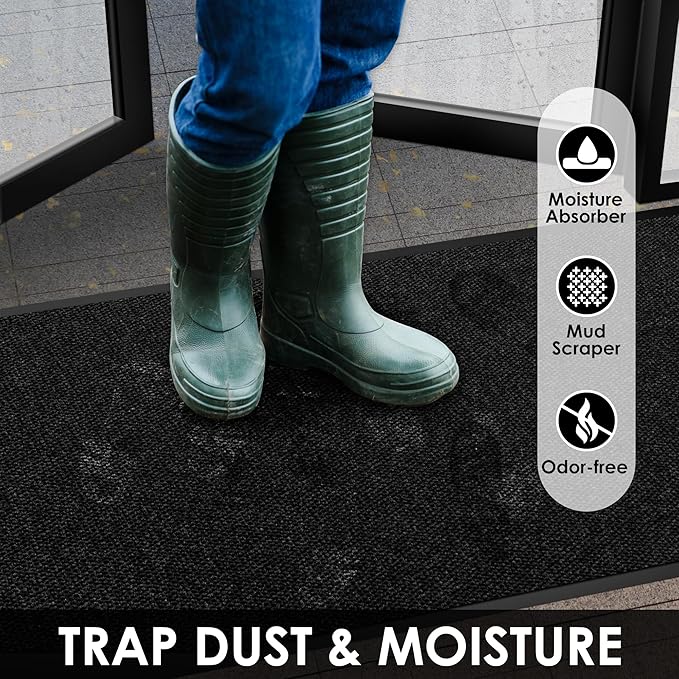 3′ x 55′ Front Door Mat Indoor Outdoor Entrance, Commercial Floor Mat Heavy Duty Dirt Trapper Entryway Doormat, Custom Size Non Slip Rubber Backing Welcome mat, Door Mat for High Traffic Area