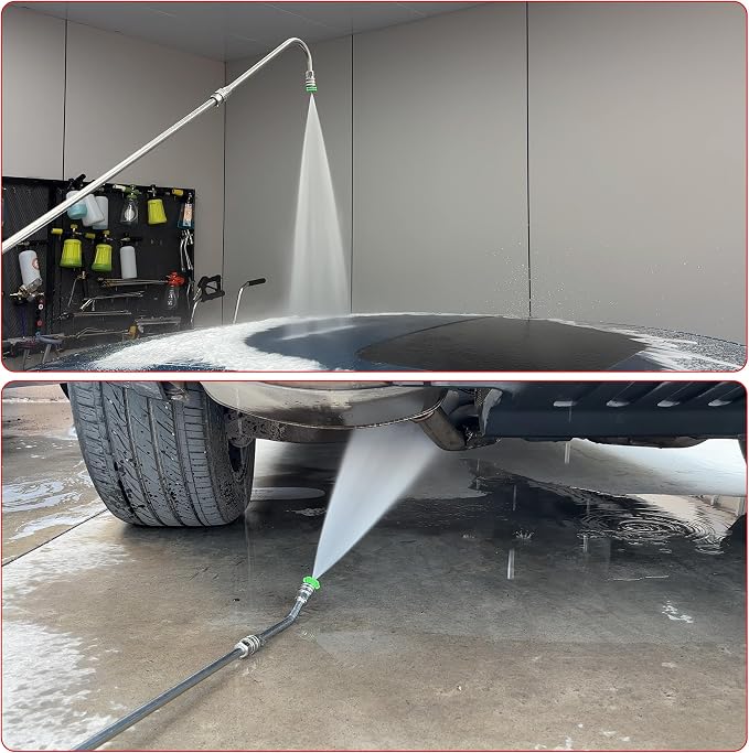 120" Pressure Washer Extension Wand with 5 Nozzle Tips, 4000 PSI | 1/4" Quick Connect, 30/90/120° Curved Rods, Power Washer Extension Pole Kit for Gutters, Eaves, and Vehicle Underside
